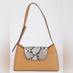 NWT Danier Tan Shoulder Bag with Snake Print Flap